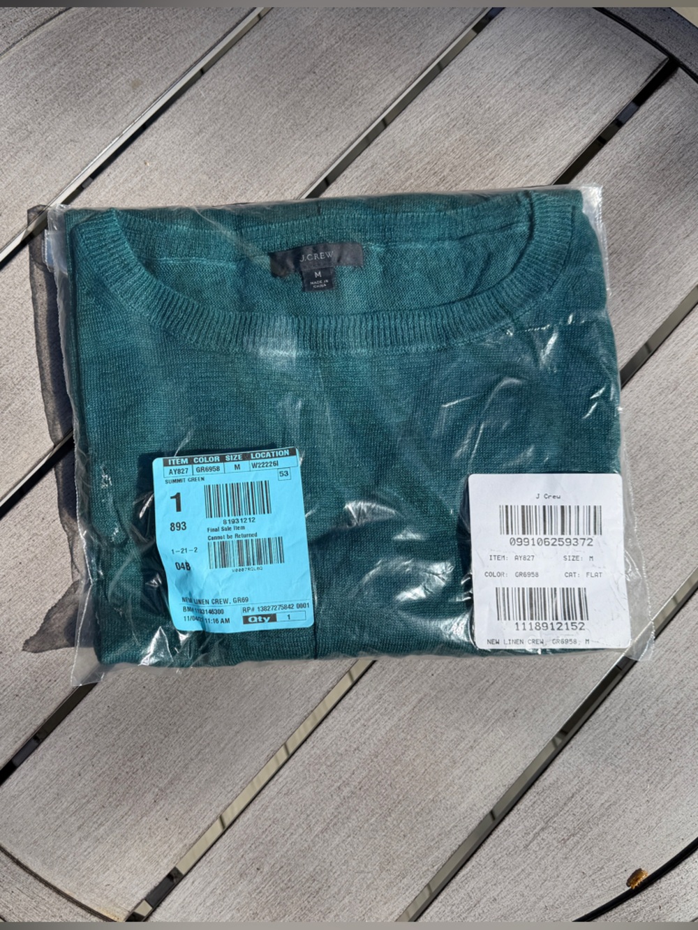J. Crew Teal Green Crewneck Sweater